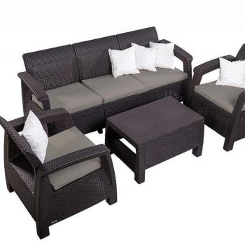 DEOKORK Záhradná ratanová zostava CORFU LOUNGE MAX hnedá obrázok
