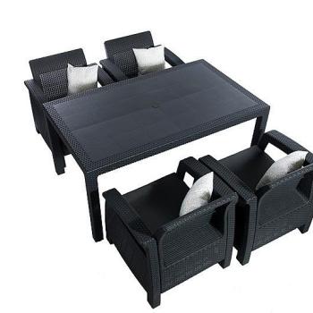 DEOKORK Záhradná ratanová zostava CORFU LOUNGE SET II. 1+4 antracit obrázok