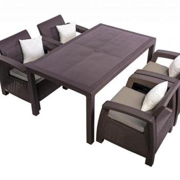DEOKORK Záhradná ratanová zostava CORFU LOUNGE SET II. 1+4 hnedá obrázok