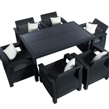 DEOKORK Záhradná ratanová zostava CORFU LOUNGE SET II. 1+6 antracit obrázok