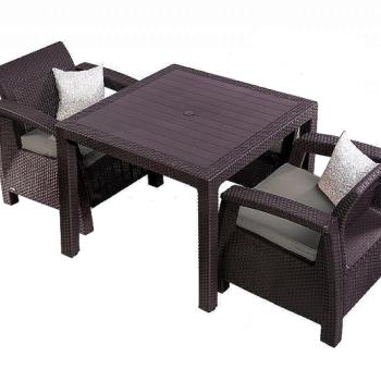 DEOKORK Záhradná ratanová zostava CORFU MINI 1+2 hnedá obrázok
