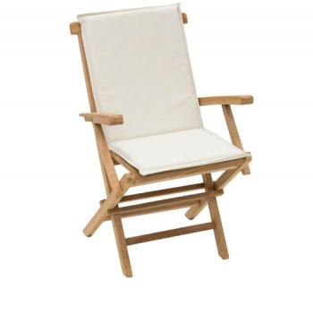 DEOKORK Záhradná skladacia kreslo s poduškou IVORY (teak) obrázok