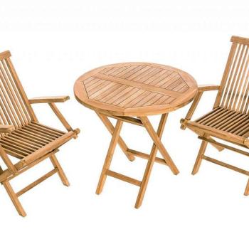 DEOKORK Záhradná teaková zostava IVORY BALCONY 1+2 (ZADARMO podušky) obrázok