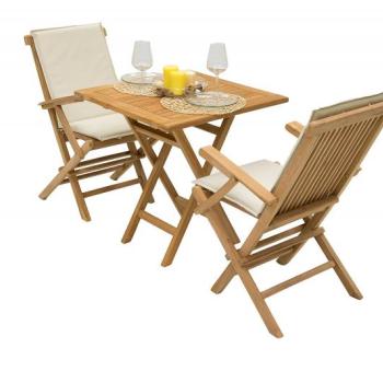DEOKORK Záhradná teaková zostava IVORY BALCONY II. 1+2 (ZADARMO podušky) obrázok