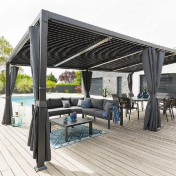DEOKORK Záhradný hliníkový altánok LUXURY 7,2x3 m (grafit) obrázok
