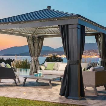DEOKORK Záhradný hliníkový altánok PREMIUM 3,9 x 3,9 m (šedá) obrázok