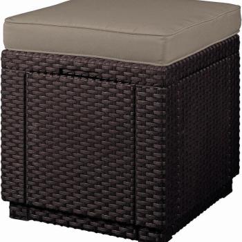 DEOKORK Záhradný ratanový taburet CUBE (hnedý) ZADARMO PODUŠKA obrázok