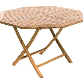 DEOKORK Záhradný skládací stôl osemuholník HAGEN ⌀ 120 cm (teak) obrázok
