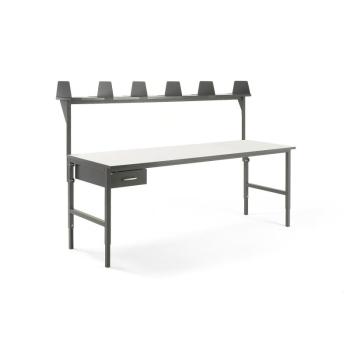 Dielenský stôl Cargo, 2400x750 mm, 1 zásuvka + vrchná polica obrázok