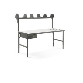 Dielenský stôl Cargo s valčekmi, 2000x750 mm, 1 zásuvka + vrchná polica obrázok