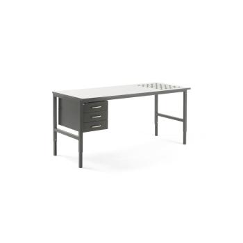 Dielenský stôl Cargo s valčekmi, 2000x750 mm, 3 zásuvky obrázok