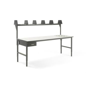 Dielenský stôl Cargo s valčekmi, 2400x750 mm, 1 zásuvka + vrchná polica obrázok