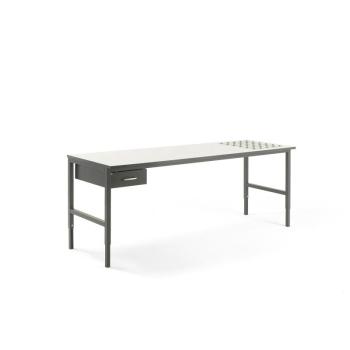 Dielenský stôl Cargo s valčekmi, 2400x750 mm, 1 zásuvka obrázok