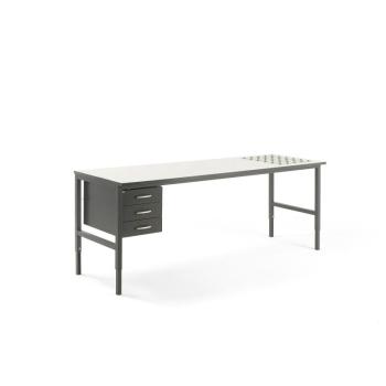 Dielenský stôl Cargo s valčekmi, 2400x750 mm, 3 zásuvky obrázok