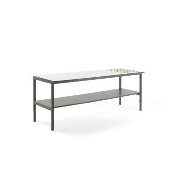 Dielenský stôl CARGO s valčekmi + spodná polica, 2000x750 mm, biela doska obrázok