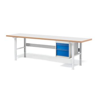 Dielenský stôl Solid 750 s 3 zásuvkami, nosnosť 750 kg, 2500x800 mm, laminát obrázok