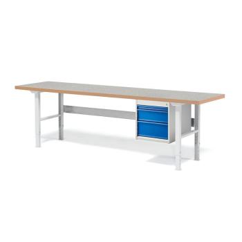 Dielenský stôl Solid 750 s 3 zásuvkami, nosnosť 750 kg, 2500x800 mm, vinyl obrázok