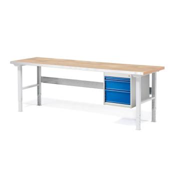 Dielenský stôl Solid s 3 zásuvkami, nosnosť 750 kg, 2000x800 mm, dub obrázok