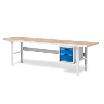 Dielenský stôl Solid s 3 zásuvkami, nosnosť 750 kg, 2500x800 mm, dub obrázok