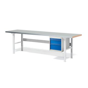 Dielenský stôl Solid s 3 zásuvkami, nosnosť 750 kg, 2500x800 mm, oceľ obrázok