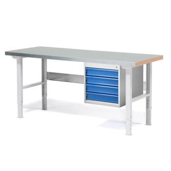 Dielenský stôl Solid so 4 zásuvkami, 1500x800 mm, nosnosť 750 kg, oceľ obrázok