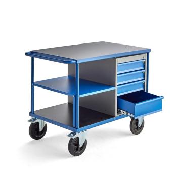 Dielenský vozík MOBILE, 1 zásuvková skrinka + 1 polica, 875x1000x700 mm obrázok