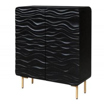 Estila Art-deco čierna komoda Lagoon z dreva mango s vlnovitým vzorom 160cm obrázok