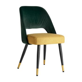Estila Art-deco dizajnová jedálenská stolička Dosiee na čiernych nohách s poťahom zeleno-žltej farby 89cm obrázok