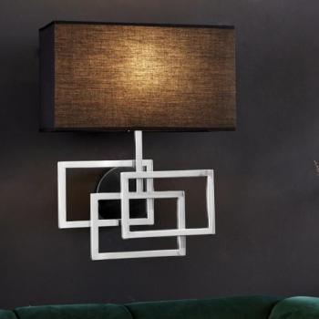 Estila Art-deco dizajnová nástenná lampa Astria v striebornom prevedení s čiernym tienidlom 44cm obrázok
