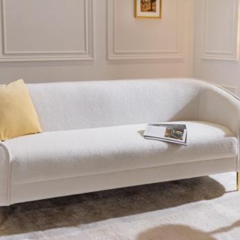 Estila Art deco dizajnová sedačka Sintra s boucle poťahom bielej farby na zlatých nožičkách 205cm obrázok