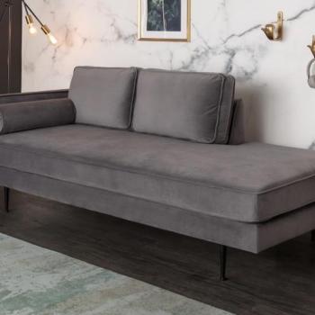 Estila Art-deco dizajnová sivá leňoška Damisela so zamatovým poťahom 196cm obrázok