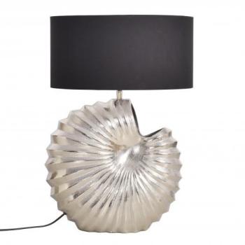 Estila Art deco dizajnová stolná lampa Alexa so striebornou podstavou a okrúhlym čiernym tienidlom 63cm obrázok
