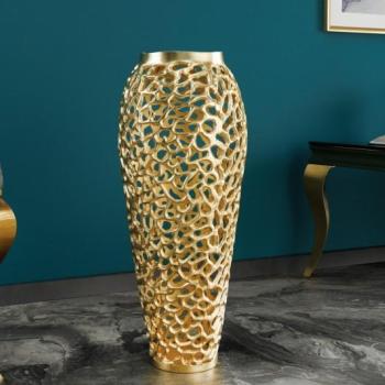 Estila Art deco dizajnová váza Hoja v zlatom prevedení s kovovou konštrukciou 90cm obrázok