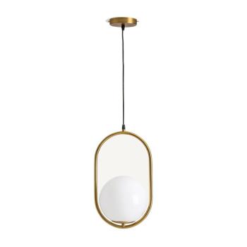 Estila Art deco dizajnová závesná lampa Nola zlatej farby z kovu a skla 42cm obrázok
