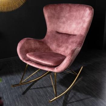 Estila Art deco dizajnové hojdacie kreslo Foamin s ružovým zamatovým čalúnením a zlatou podstavou 99cm obrázok