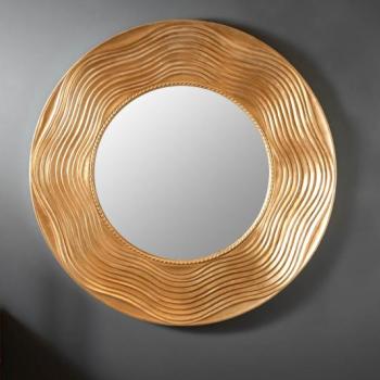 Estila Art-deco dizajnové okrúhle nástenné zrkadlo Reondel v ráme zlatej farby 100cm obrázok