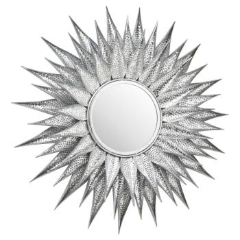 Estila Art-deco dizajnové zrkadlo Solle so strieborným kovovým rámom v tvare lúčov 90cm obrázok