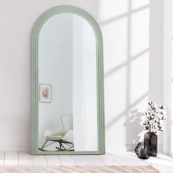 Estila Art deco dizajnové zrkadlo Swan oblúkového tvaru s pastelovým zeleným kaskádovým rámom 160cm obrázok