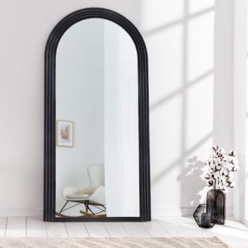 Estila Art deco dizajnové zrkadlo Swan oblúkového tvaru so čiernym kaskádovým rámom 160cm obrázok