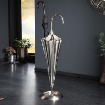 Estila Art-deco dizajnový kovový stojan na dáždniky Rociada striebornej farby v tvare dáždnika 91cm obrázok