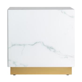 Estila Art-deco elegantný príručný stolík Moraira štvorcového tvaru s mramorovým vzorom a zlatou podstavou 60cm obrázok