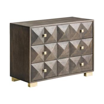 Estila Art deco hnedá drevená komoda Azzair z mangového masívu a zlatými kovovými nožičkami 91cm obrázok