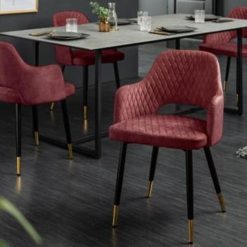 Estila Art-deco jedálenská stolička Decora zamatová bordová 81cm obrázok