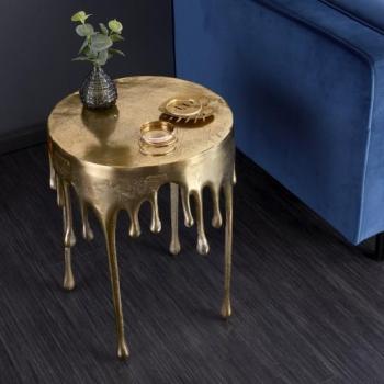Estila Art-deco jedinečný príručný stolík Bellair v zlatej farbe s kruhovou podstavou 37cm obrázok
