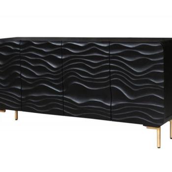 Estila Art-deco komoda Lagoon čierna s vlnovitým vzorom 160cm obrázok