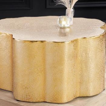 Estila Art deco konferenčný stolík Stobio II v zlatej farbe z kovu bez nožičiek 70cm obrázok