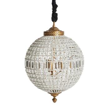 Estila Art deco krištáľový okrúhly závesný luster Laton s mosadzným zdobením 74cm obrázok