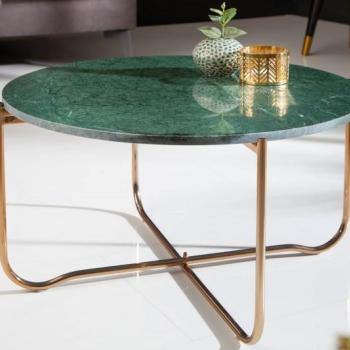 Estila Art-deco kruhový konferenčný stolík Noble zelenej farby z mramoru 62cm obrázok
