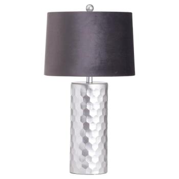 Estila Art-deco lampa Alminar I so strieborným reliéfnym podstavcom a čiernym zamatovým tienidlom 62cm obrázok
