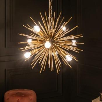 Estila Art-deco luster Sunrise v zlatej farby z kovových lúčov s ôsmymi žiarovkami 50cm obrázok